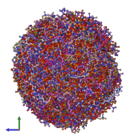 PDB entry 2mjr coloured by chain, ensemble of 20 models, side view.