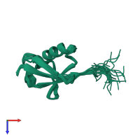 PDB entry 2mlb coloured by chain, ensemble of 20 models, top view.