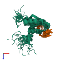 PDB entry 2my3 coloured by chain, ensemble of 20 models, top view.