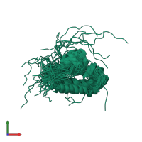 PDB entry 2mzy coloured by chain, ensemble of 20 models, front view.