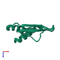 PDB entry 2n3g coloured by chain, ensemble of 20 models, top view.