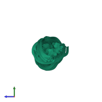 PDB entry 2n6t coloured by chain, ensemble of 10 models, side view.