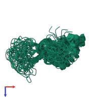 PDB entry 2nef coloured by chain, ensemble of 40 models, top view.