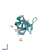 PDB entry 2nle coloured by chain, side view.