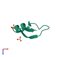 Monomeric assembly 2 of PDB entry 2nlg coloured by chemically distinct molecules, top view.