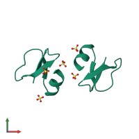 Homo dimeric assembly 6 of PDB entry 2nlg coloured by chemically distinct molecules, front view.