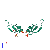 Homo dimeric assembly 6 of PDB entry 2nlg coloured by chemically distinct molecules, top view.