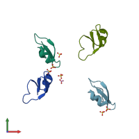 PDB entry 2nlh coloured by chain, front view.