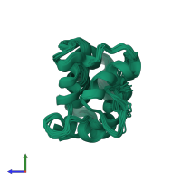 PDB entry 2nln coloured by chain, ensemble of 20 models, side view.