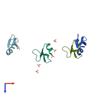 PDB entry 2nlp coloured by chain, top view.