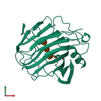 PDB entry 2nlr coloured by chain, front view.