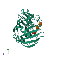 PDB entry 2nlr coloured by chain, side view.