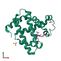 PDB entry 2nsr coloured by chain, front view.