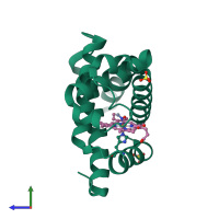 PDB entry 2nsr coloured by chain, side view.