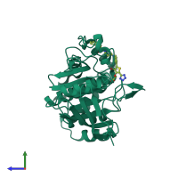 PDB entry 2nt7 coloured by chain, side view.