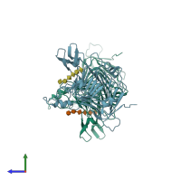 PDB entry 2ntb coloured by chain, side view.