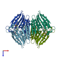 PDB entry 2ntl coloured by chain, top view.