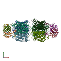 PDB entry 2nuu coloured by chain, front view.