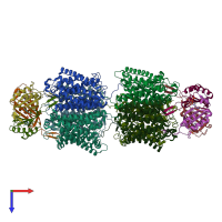 PDB entry 2nuu coloured by chain, top view.