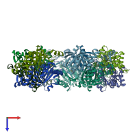 PDB entry 2nvl coloured by chain, top view.