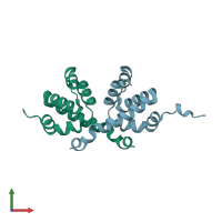 PDB entry 2nz7 coloured by chain, front view.