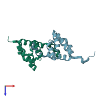 PDB entry 2nz7 coloured by chain, top view.