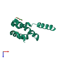 PDB entry 2o4t coloured by chain, top view.