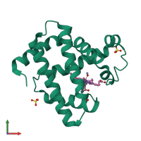 PDB entry 2o5l coloured by chain, front view.