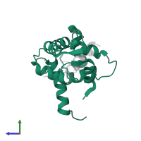 Calmodulin in PDB entry 2o60, assembly 1, side view.