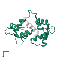 Calmodulin in PDB entry 2o60, assembly 1, top view.