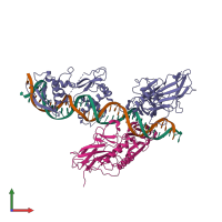 PDB entry 2o61 coloured by chain, front view.