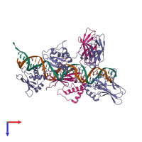 PDB entry 2o61 coloured by chain, top view.