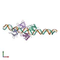 PDB entry 2o6g coloured by chain, front view.