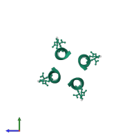 RH4B designed peptide in PDB entry 2o6n, assembly 1, side view.