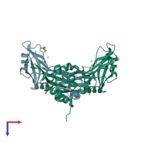 PDB entry 2oa9 coloured by chain, top view.