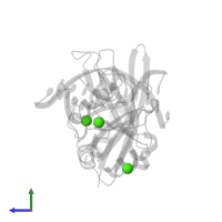 CALCIUM ION in PDB entry 2oaa, assembly 1, side view.