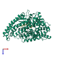 PDB entry 2oc2 coloured by chain, top view.