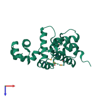 PDB entry 2of7 coloured by chain, top view.