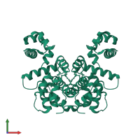 HTH tetR-type domain-containing protein in PDB entry 2of7, assembly 1, front view.