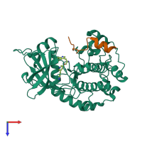 PDB entry 2oh0 coloured by chain, top view.