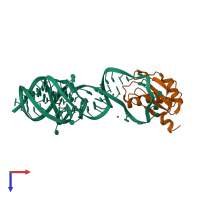 PDB entry 2oih coloured by chain, top view.