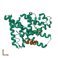 PDB entry 2ovh coloured by chain, front view.