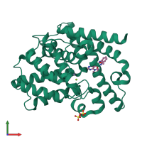 Monomeric assembly 1 of PDB entry 2ovy coloured by chemically distinct molecules, front view.