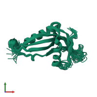 PDB entry 2ozx coloured by chain, ensemble of 21 models, front view.
