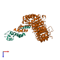 PDB entry 2p1m coloured by chain, top view.
