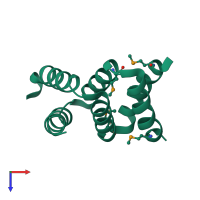 Homo dimeric assembly 1 of PDB entry 2p64 coloured by chemically distinct molecules, top view.