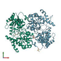 PDB entry 2p6p coloured by chain, front view.