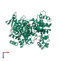 PDB entry 2p6u coloured by chain, top view.