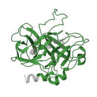 The deposited structure of PDB entry 2pgq contains 1 copy of Pfam domain PF00089 (Trypsin) in Thrombin heavy chain. Showing 1 copy in chain B.