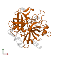 Thrombin heavy chain in PDB entry 2pgq, assembly 1, front view.